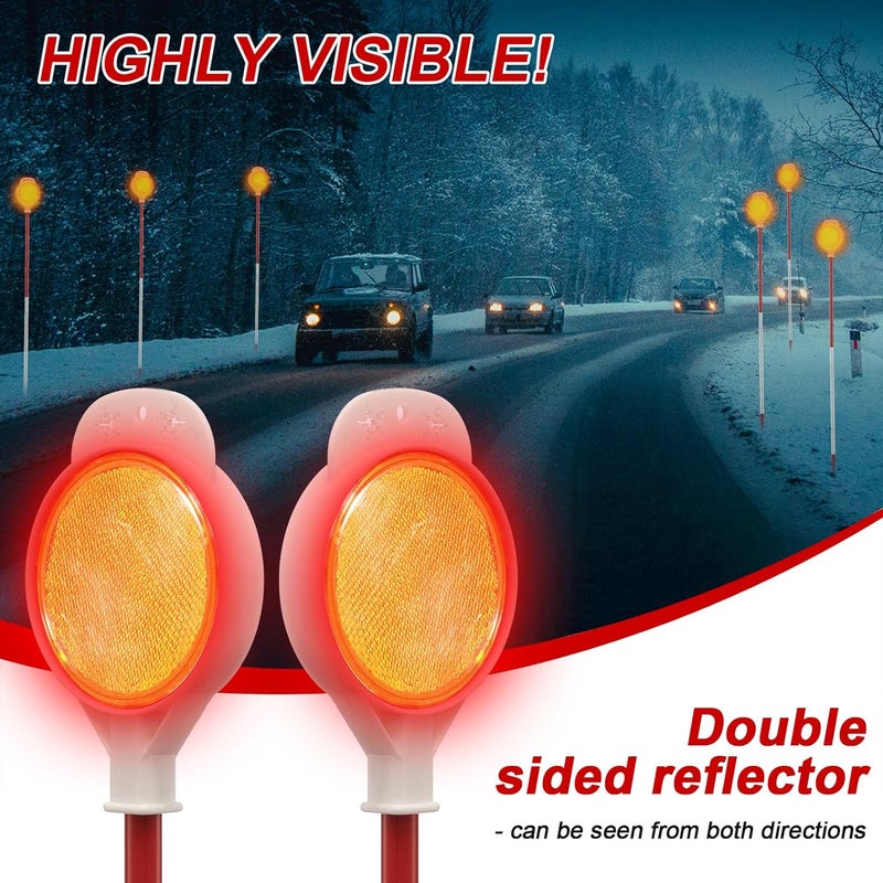 PoPoHoser Driveway Markers, 48 Inch Driveway Reflectors for Snow Plowing - Double Sided Reflective Driveway Markers Snow Stakes with Easy Visibility at Night and All Weather (4 Pack) - Image 1